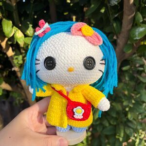 HelloKitty doll in Coraline Costume | Halloween Crochet Doll | Coraline Doll